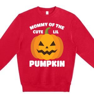 Funny Halloween Mommy Of The Cute Lil Pumpkin Funny Gift Premium Crewneck Sweatshirt