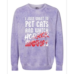 Cats Horror Movie Fan Halloween Horror Cat Lover Gifts Colorblast Crewneck Sweatshirt