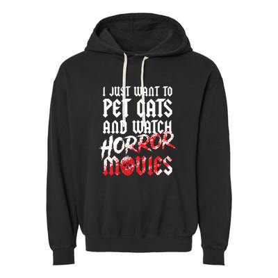 Cats Horror Movie Fan Halloween Horror Cat Lover Gifts Garment-Dyed Fleece Hoodie