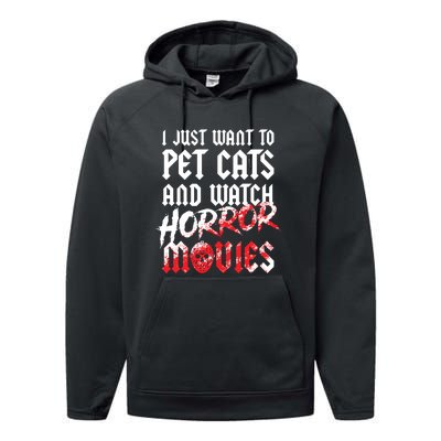 Cats Horror Movie Fan Halloween Horror Cat Lover Gifts Performance Fleece Hoodie