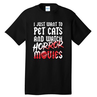 Cats Horror Movie Fan Halloween Horror Cat Lover Gifts Tall T-Shirt