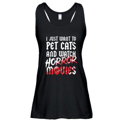 Cats Horror Movie Fan Halloween Horror Cat Lover Gifts Ladies Essential Flowy Tank