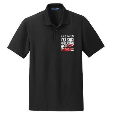 Cats Horror Movie Fan Halloween Horror Cat Lover Gifts Dry Zone Grid Polo