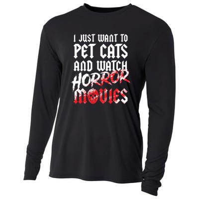 Cats Horror Movie Fan Halloween Horror Cat Lover Gifts Cooling Performance Long Sleeve Crew