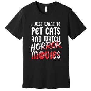 Cats Horror Movie Fan Halloween Horror Cat Lover Gifts Premium T-Shirt