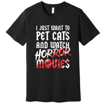 Cats Horror Movie Fan Halloween Horror Cat Lover Gifts Premium T-Shirt