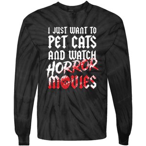 Cats Horror Movie Fan Halloween Horror Cat Lover Gifts Tie-Dye Long Sleeve Shirt