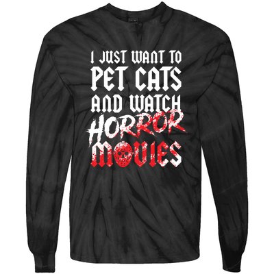 Cats Horror Movie Fan Halloween Horror Cat Lover Gifts Tie-Dye Long Sleeve Shirt