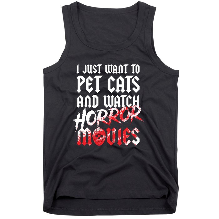 Cats Horror Movie Fan Halloween Horror Cat Lover Gifts Tank Top