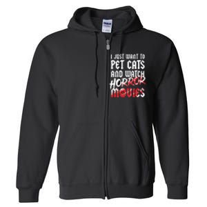 Cats Horror Movie Fan Halloween Horror Cat Lover Gifts Full Zip Hoodie