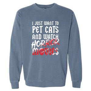 Cats Horror Movie Fan Halloween Horror Cat Lover Gifts Garment-Dyed Sweatshirt