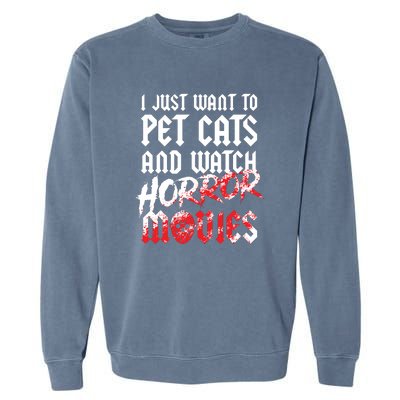 Cats Horror Movie Fan Halloween Horror Cat Lover Gifts Garment-Dyed Sweatshirt