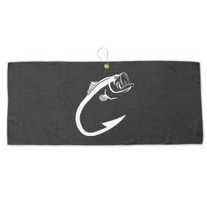 Fish Hook Minimal Art Cool Fishing Lover Large Microfiber Waffle Golf Towel