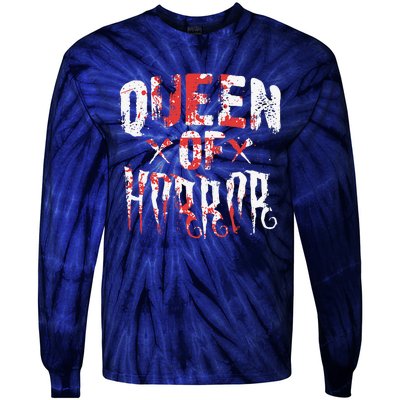 Funny Horror Movie Gift Scary Queen Of Horror Mother's Day Tie-Dye Long Sleeve Shirt