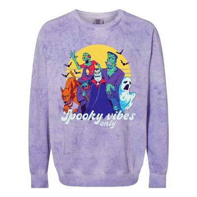 Funny Horror Movies Halloween Spooky Vibes Only Graphic Colorblast Crewneck Sweatshirt