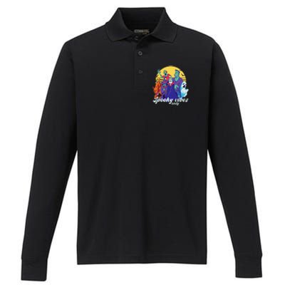 Funny Horror Movies Halloween Spooky Vibes Only Graphic Performance Long Sleeve Polo