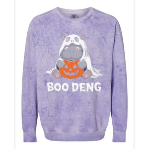 Funny Halloween Moo Deng Baby Hippo Boo Deng Ghost Costume Gift Colorblast Crewneck Sweatshirt