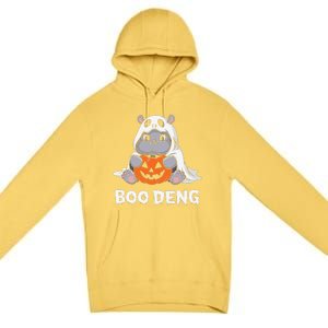 Funny Halloween Moo Deng Baby Hippo Boo Deng Ghost Costume Gift Premium Pullover Hoodie