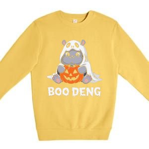 Funny Halloween Moo Deng Baby Hippo Boo Deng Ghost Costume Gift Premium Crewneck Sweatshirt