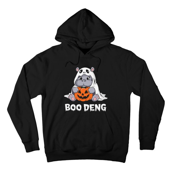 Funny Halloween Moo Deng Baby Hippo Boo Deng Ghost Costume Gift Hoodie