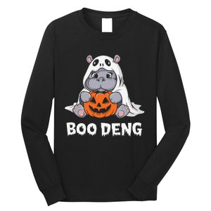 Funny Halloween Moo Deng Baby Hippo Boo Deng Ghost Costume Gift Long Sleeve Shirt