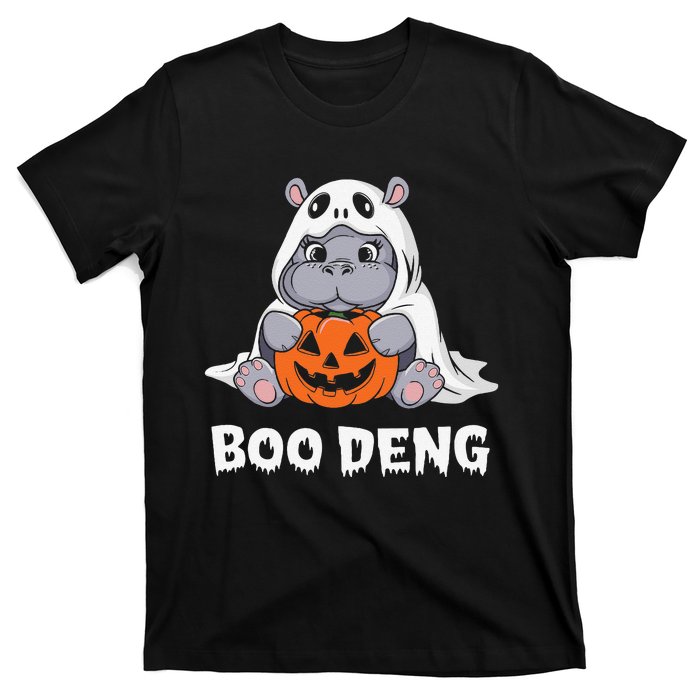 Funny Halloween Moo Deng Baby Hippo Boo Deng Ghost Costume Gift T-Shirt