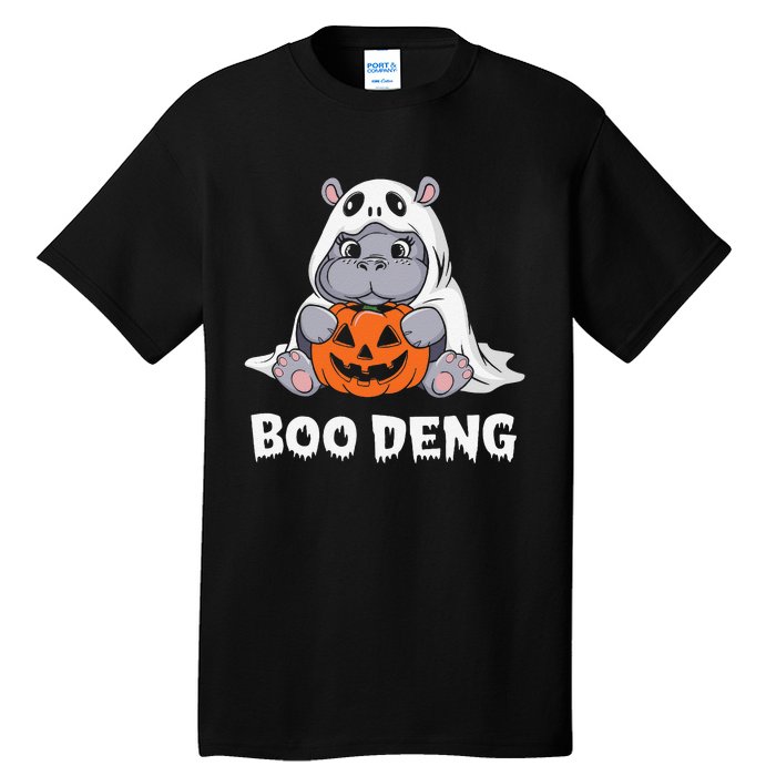 Funny Halloween Moo Deng Baby Hippo Boo Deng Ghost Costume Gift Tall T-Shirt