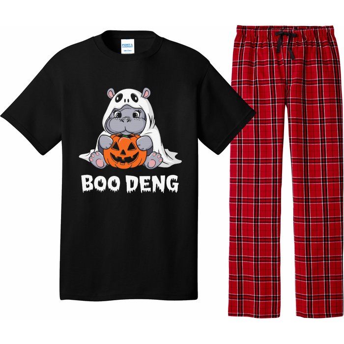 Funny Halloween Moo Deng Baby Hippo Boo Deng Ghost Costume Gift Pajama Set