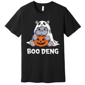 Funny Halloween Moo Deng Baby Hippo Boo Deng Ghost Costume Gift Premium T-Shirt