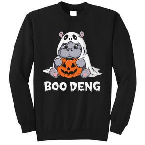 Funny Halloween Moo Deng Baby Hippo Boo Deng Ghost Costume Gift Tall Sweatshirt