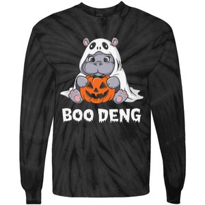 Funny Halloween Moo Deng Baby Hippo Boo Deng Ghost Costume Gift Tie-Dye Long Sleeve Shirt