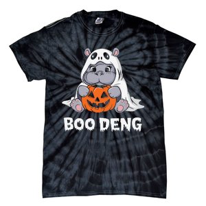 Funny Halloween Moo Deng Baby Hippo Boo Deng Ghost Costume Gift Tie-Dye T-Shirt