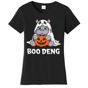 Funny Halloween Moo Deng Baby Hippo Boo Deng Ghost Costume Gift Women's T-Shirt