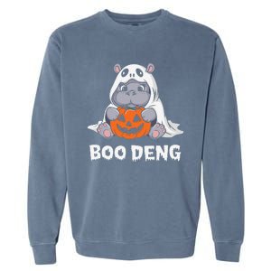 Funny Halloween Moo Deng Baby Hippo Boo Deng Ghost Costume Gift Garment-Dyed Sweatshirt