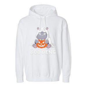 Funny Halloween Moo Deng Baby Hippo Boo Deng Ghost Costume Gift Garment-Dyed Fleece Hoodie