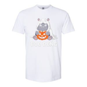 Funny Halloween Moo Deng Baby Hippo Boo Deng Ghost Costume Gift Softstyle CVC T-Shirt