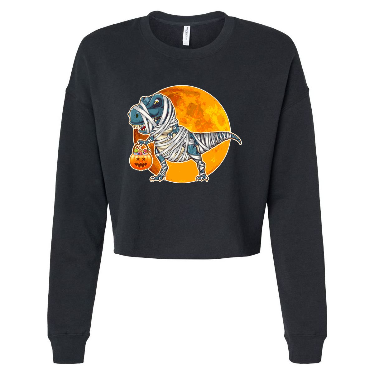 Funny Halloween Mummy TRex Cropped Pullover Crew