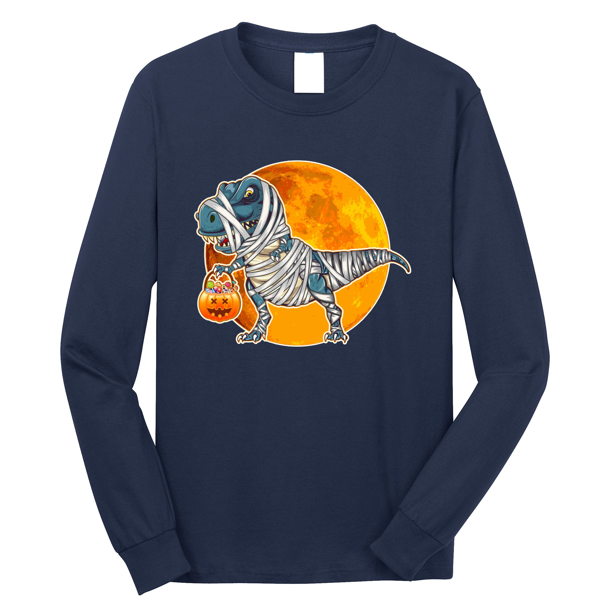 Funny Halloween Mummy TRex Long Sleeve Shirt