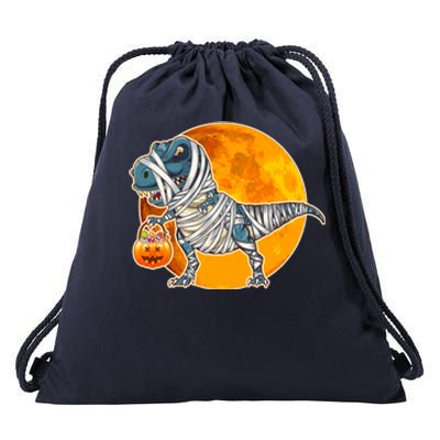 Funny Halloween Mummy TRex Drawstring Bag