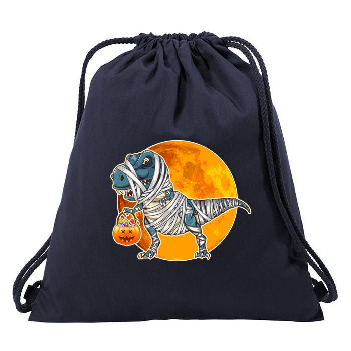 Funny Halloween Mummy TRex Drawstring Bag