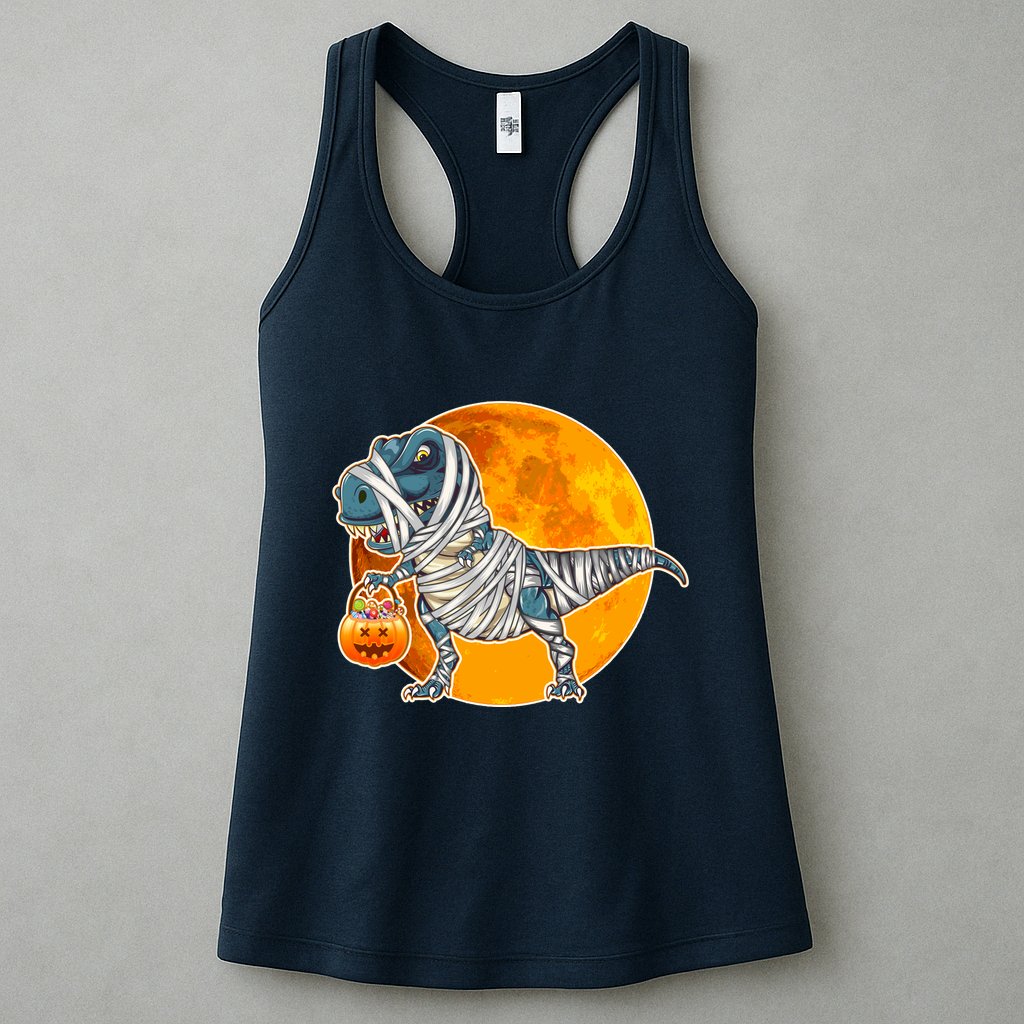 Funny Halloween Mummy TRex Womens Tank Top