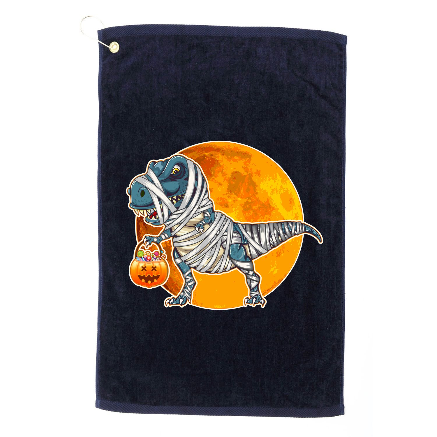Funny Halloween Mummy TRex Golf Towel