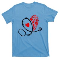 Floral Heart Medical Stethoscope Red Black Fan Fun Gift T-Shirt