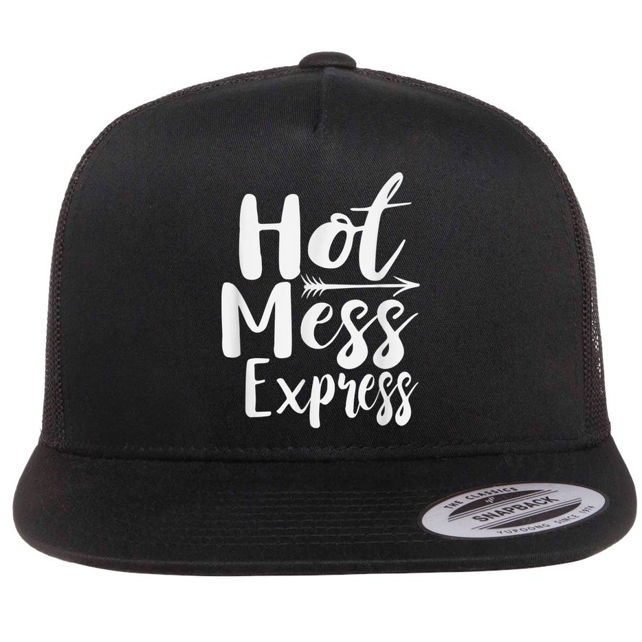 Funny Hot Mess Express Life Status Flat Bill Trucker Hat