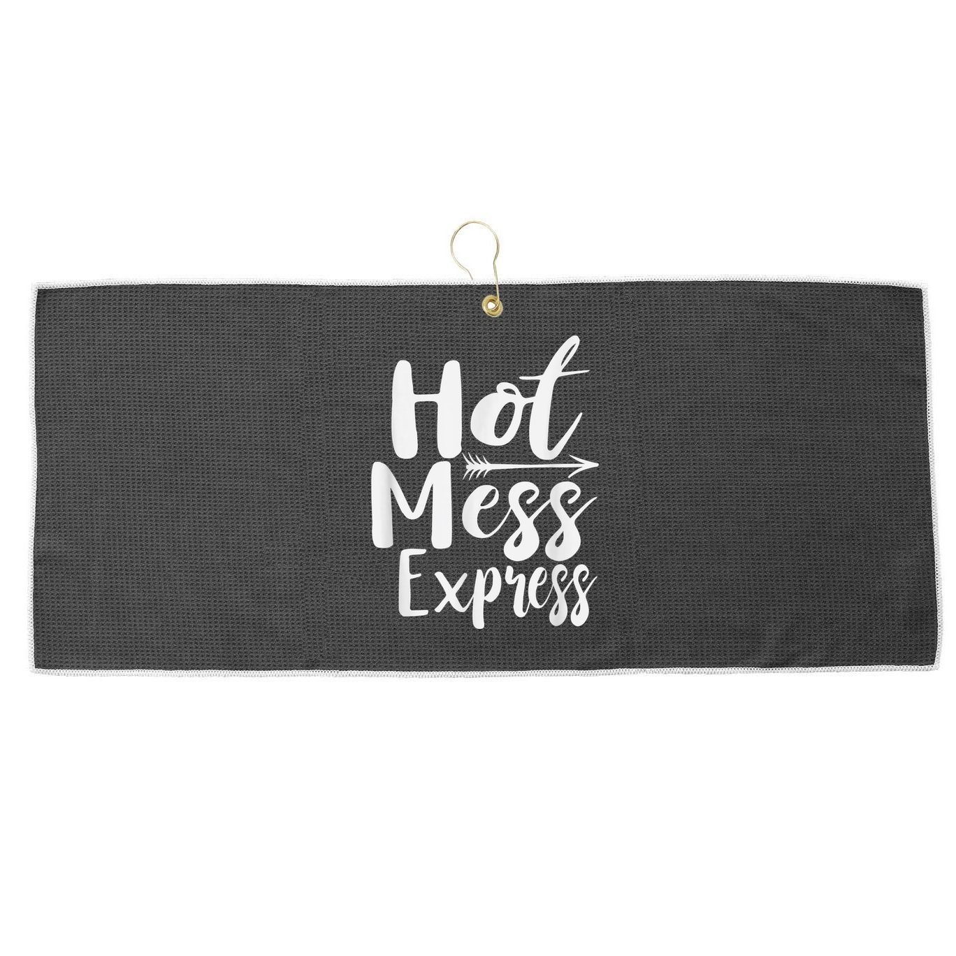Funny Hot Mess Express Life Status Large Microfiber Waffle Golf Towel