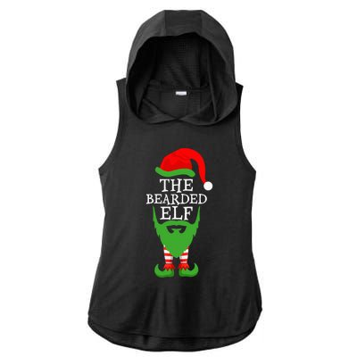 Festive Holiday Matching Ugly Christmas Sweater Bearded Elf Ladies PosiCharge Tri-Blend Wicking Draft Hoodie Tank