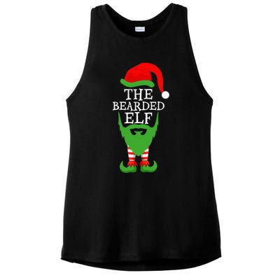 Festive Holiday Matching Ugly Christmas Sweater Bearded Elf Ladies PosiCharge Tri-Blend Wicking Tank