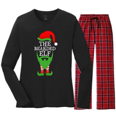 Festive Holiday Matching Ugly Christmas Sweater Bearded Elf Women's Long Sleeve Flannel Pajama Set 