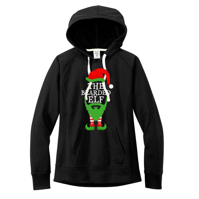 Festive Holiday Matching Ugly Christmas Sweater Bearded Elf Women's Fleece Hoodie