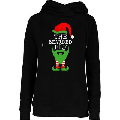 Festive Holiday Matching Ugly Christmas Sweater Bearded Elf Womens Funnel Neck Pullover Hood